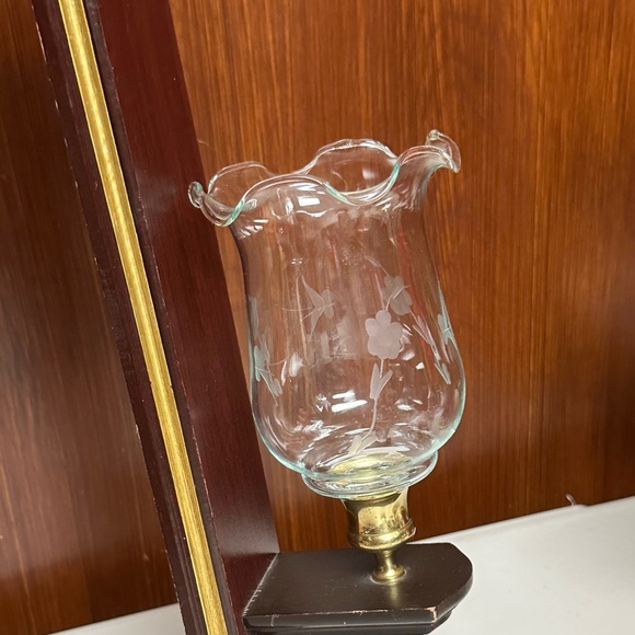 Vintage Glass candleholder cup Butterfly and Blossoms engraved - Picture 8 of 11